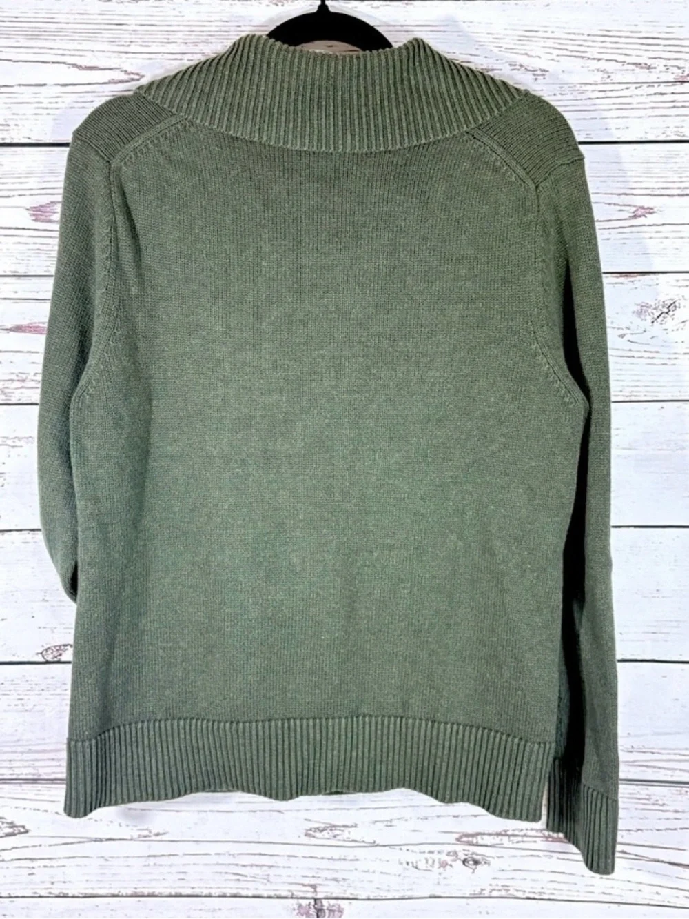 Pendleton Olive Button-Front Ribbed Collar Cardigan - Picture 2 of 4